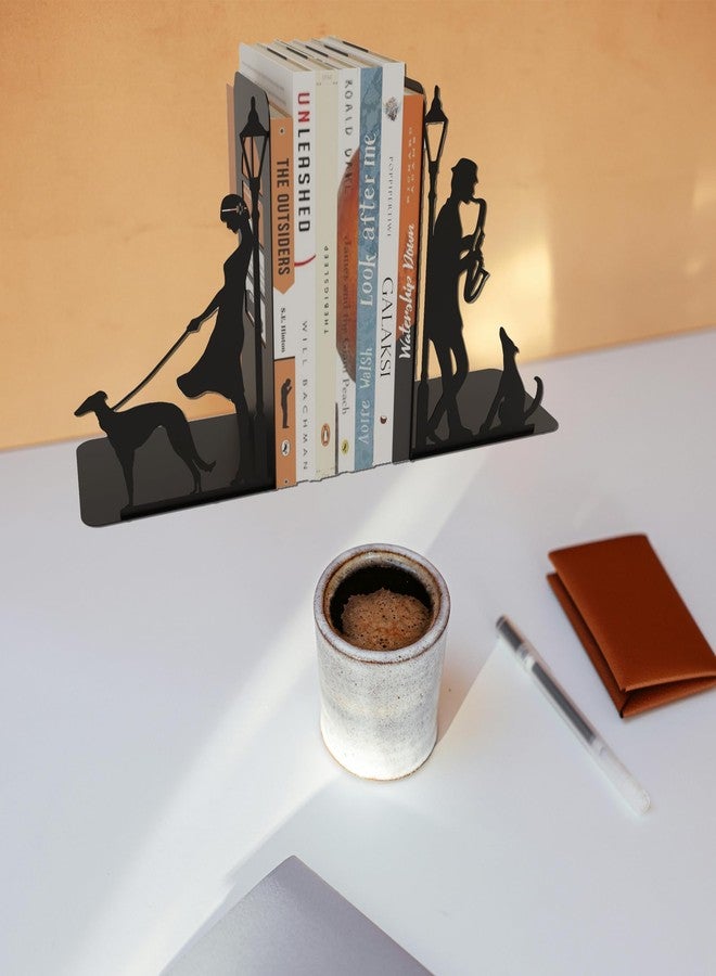Chordwave 2 Pcs Book Ends for Shelves Jazz Theme Bookend Decorative Metal Book Stopper Book Holder for Movies/CD/Video Games - Image 5