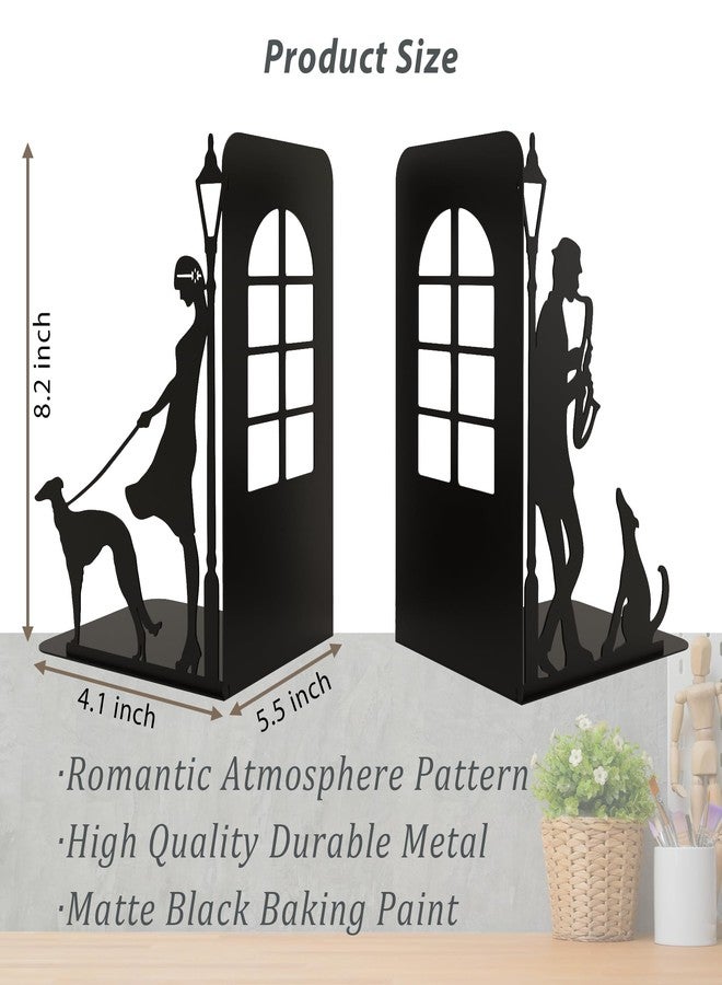 Chordwave 2 Pcs Book Ends for Shelves Jazz Theme Bookend Decorative Metal Book Stopper Book Holder for Movies/CD/Video Games - Image 2