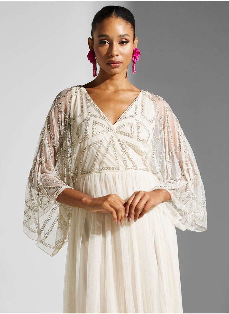 Amelia Rose - Cape Sleeve Dress - Image 1
