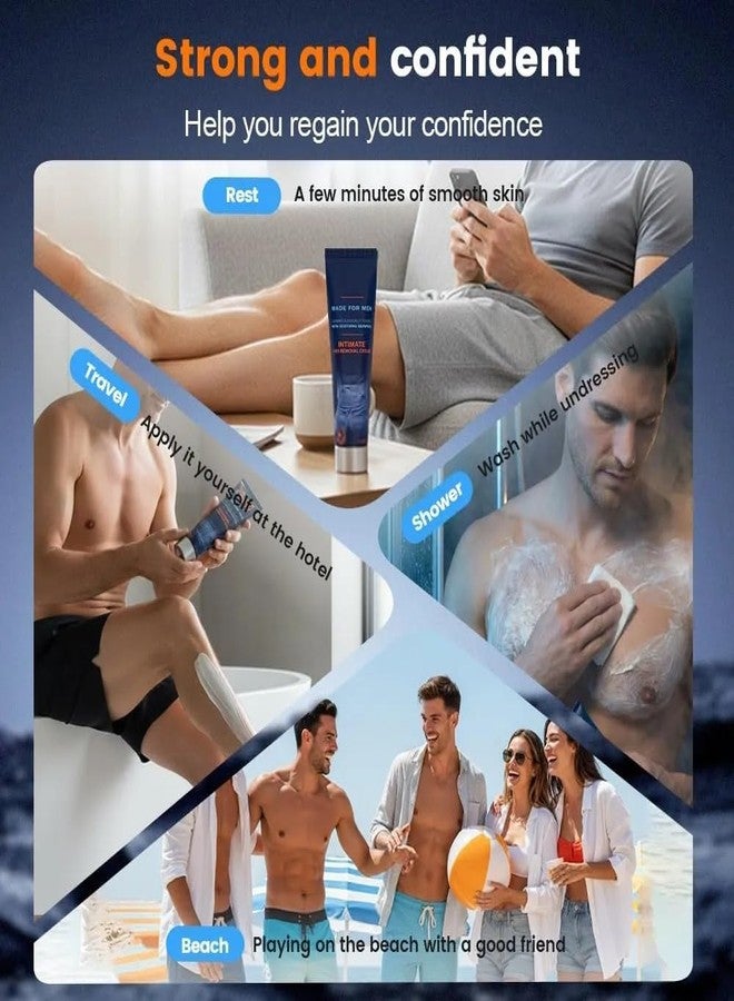 nyuta Intimate Hair Removal Cream for Men 100g – Fast Acting 4 Minute Formula | Safe & Mild with Soothing Seaweed | Painless Grooming for Private Areas, Chest & Body Hair Removal - Image 2
