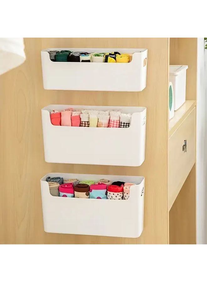 White Plastic Wall Mounted Kitchen Cabinet Door Organizer With Multiple Compartments For Storage - Image 2