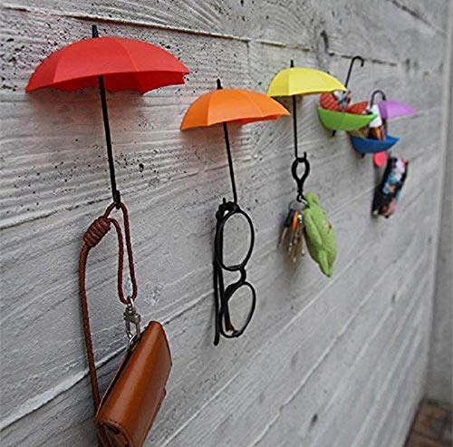 RABBONIX Plastic Multipurpose Umbrella Key Hat Holder Wall Hanging Hook 11x3x6cmMulticolor Set of 06 - Image 3