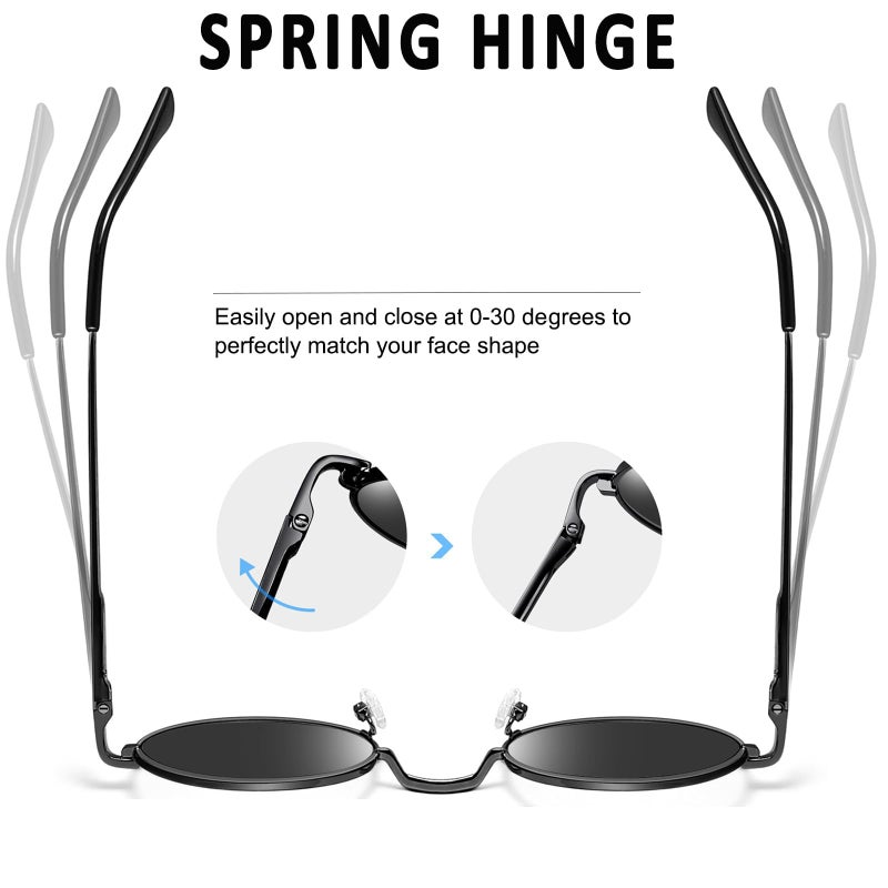 Joopin Polarized Round Sunglasses Circle Sun Glasses Uv Protection Circular Shades For Men Women Costume (Black Simple Packaging) - Image 4