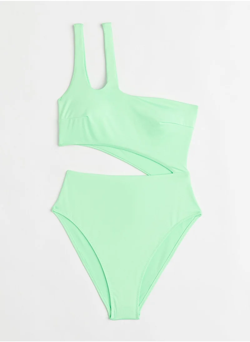 H&M One Shoulder Cut Out Swimsuit