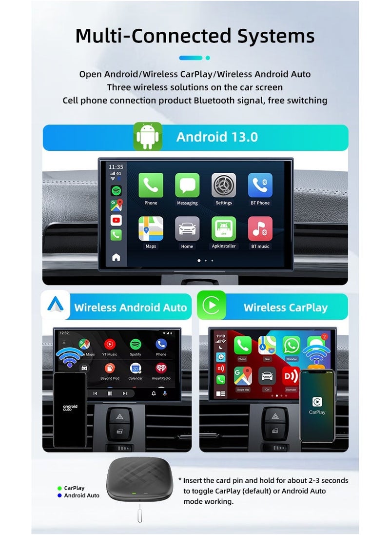 Neutral - 2024 CarPlay Android 13 TV Box Android Auto Wireless Carplay Adapter SM6115 64G Quad-core Smart Box For Netflix Spotify Youtube - Image 1