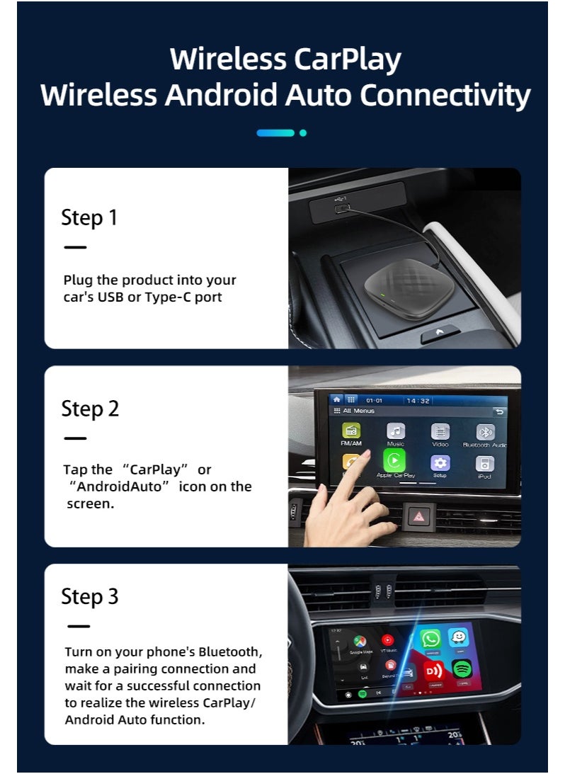Neutral - 2024 CarPlay Android 13 TV Box Android Auto Wireless Carplay Adapter SM6115 64G Quad-core Smart Box For Netflix Spotify Youtube - Image 1