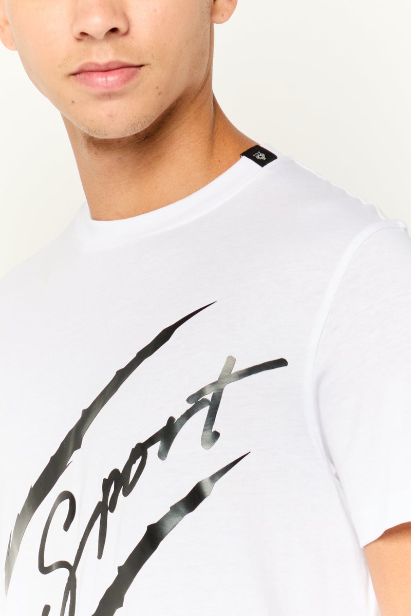 PHILIPP PLEIN Plein Sport Men Sportswear Fit Short Sleeve Outdoor T-Shirt, White/Black - Image 3