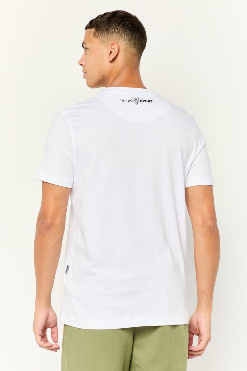 PHILIPP PLEIN Plein Sport Men Sportswear Fit Short Sleeve Outdoor T-Shirt, White/Black - Image 4