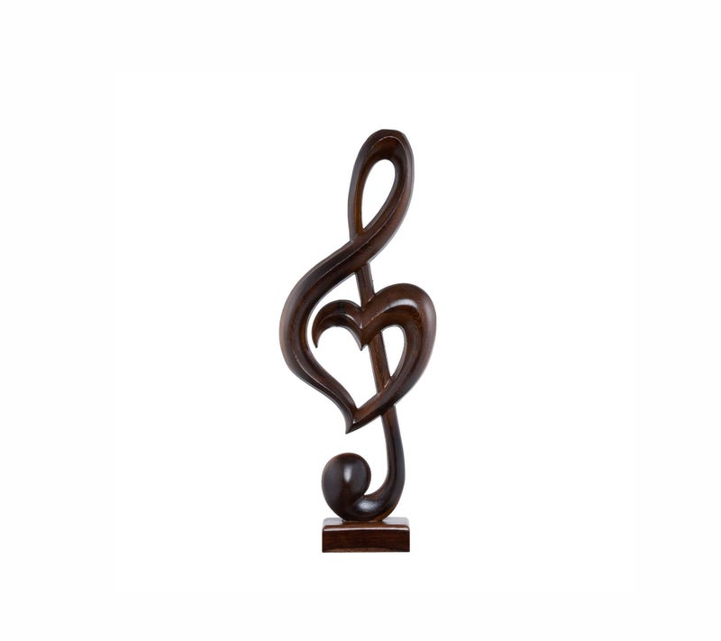 Handicraftviet Wooden Music Note Sculpture for Home Decoration and Music Lovers, Handmade Heart Shape Treble Clef Unique Music Teacher Gifts, Music Graduation Gift (Music Heart, Black) - Image 2