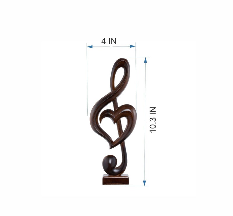 Handicraftviet Wooden Music Note Sculpture for Home Decoration and Music Lovers, Handmade Heart Shape Treble Clef Unique Music Teacher Gifts, Music Graduation Gift (Music Heart, Black) - Image 4