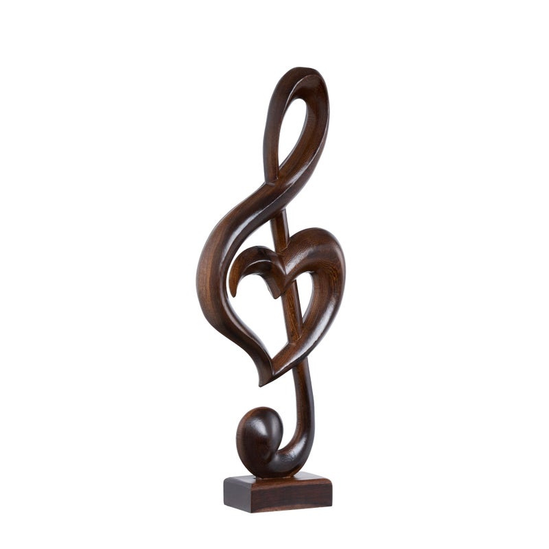 Handicraftviet Wooden Music Note Sculpture for Home Decoration and Music Lovers, Handmade Heart Shape Treble Clef Unique Music Teacher Gifts, Music Graduation Gift (Music Heart, Black) - Image 1