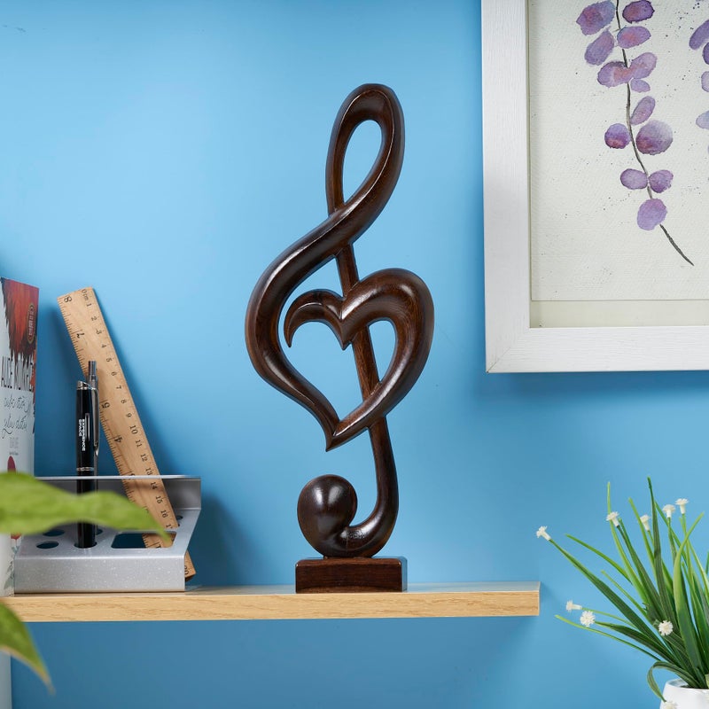 Handicraftviet Wooden Music Note Sculpture for Home Decoration and Music Lovers, Handmade Heart Shape Treble Clef Unique Music Teacher Gifts, Music Graduation Gift (Music Heart, Black) - Image 3