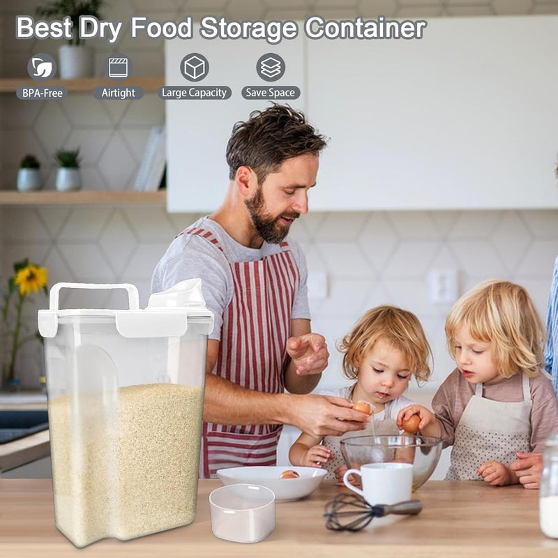 Komzon Rice Container, Airtight Rice Storage Container 10lb, Cereal Containers Storage, BPA Free Food Dispenser with Pouring Spout Handle for Flour Pasta Grain, Pet Dog Cat Bird Food Storage Container - Image 4