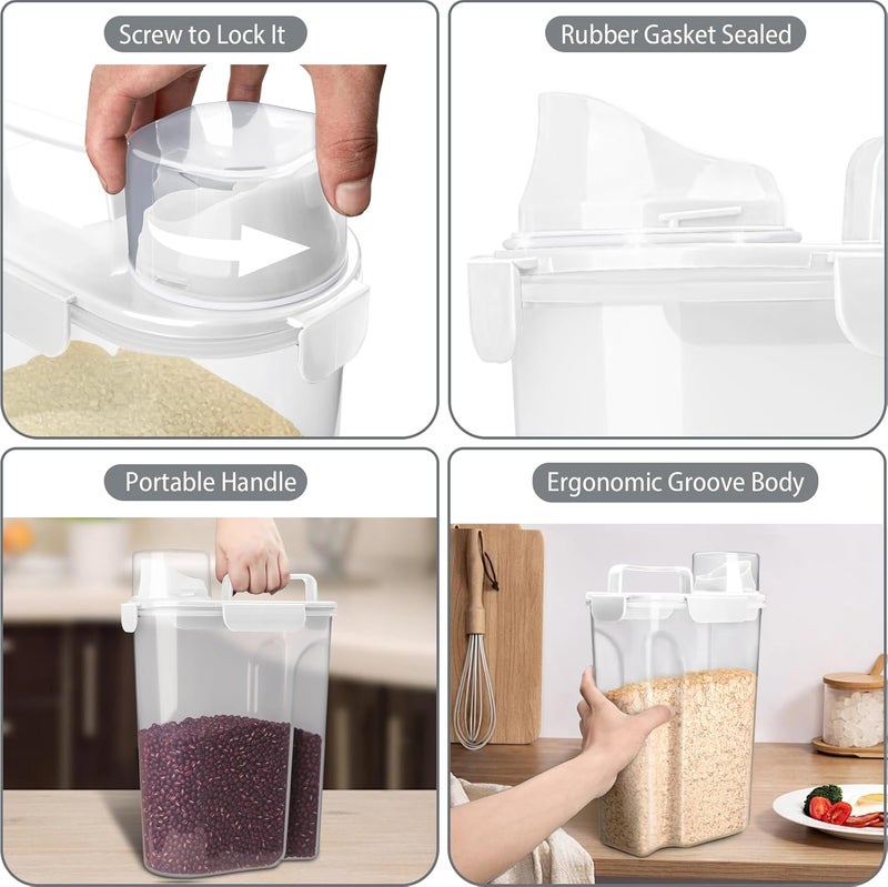 Komzon Rice Container, Airtight Rice Storage Container 10lb, Cereal Containers Storage, BPA Free Food Dispenser with Pouring Spout Handle for Flour Pasta Grain, Pet Dog Cat Bird Food Storage Container - Image 5
