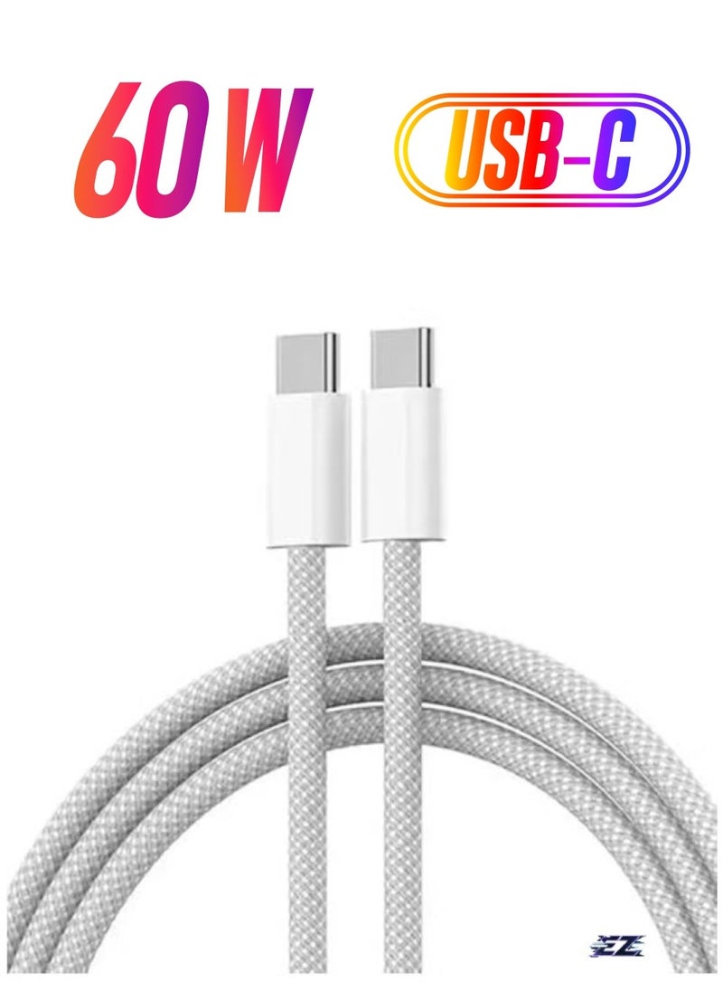 ELTRAZONE iPhone 16/15 Charging Cable 2M – 60W USB-C to USB-C Fast Charging Cable – High-Speed Charging for iPhone, iPad, MacBook, and More – Durable, Reinforced Cable for Fast Data Transfer - Image 1