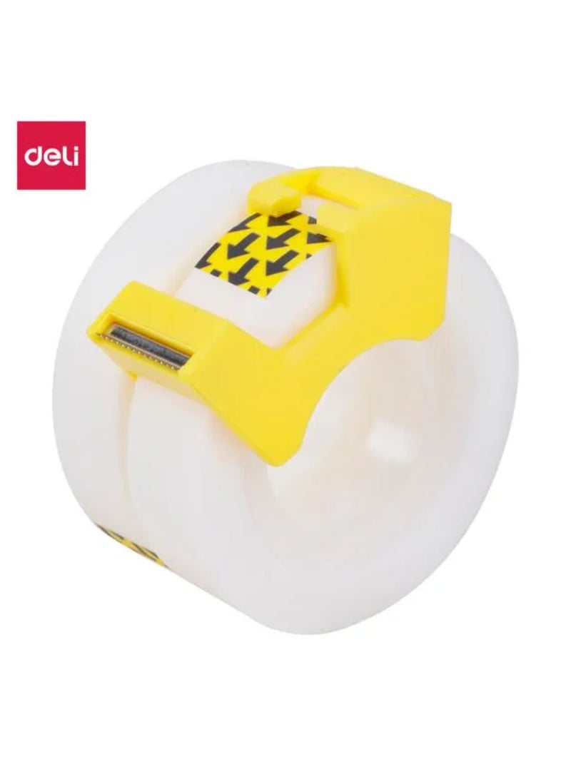 Deli Stationery Invisible Tape with Dispenser Clear and Yellow 12mm x 18.3m 138271 - Image 1