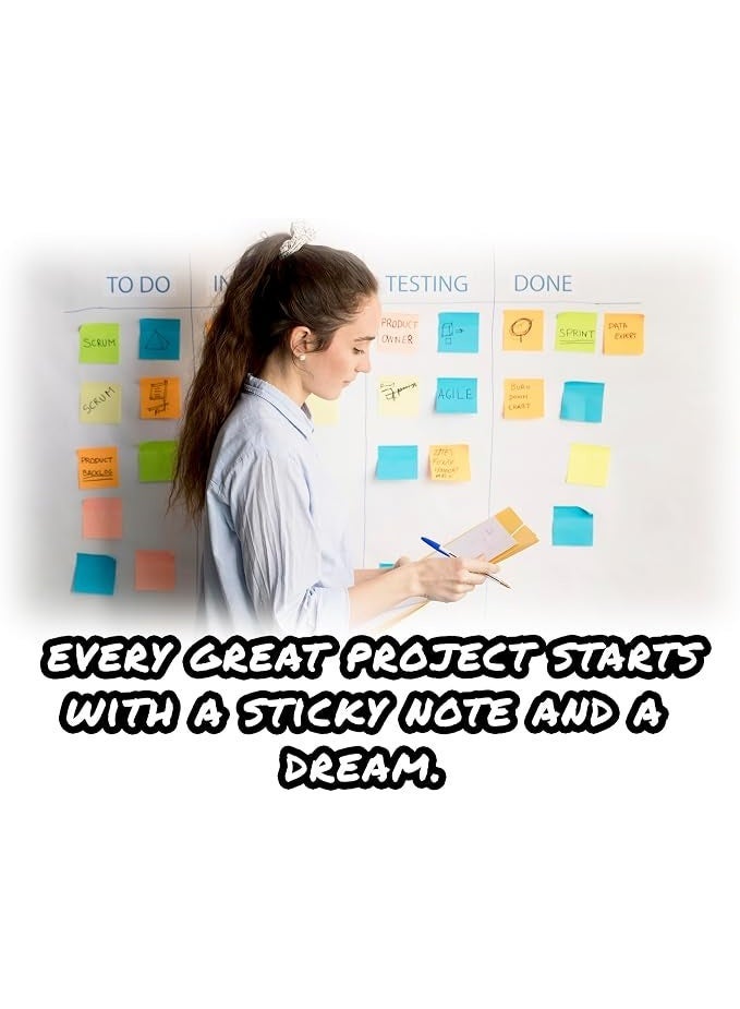 مجموعة ملاحظات لاصقة 4 قطع مقاس 3 × 3 بوصة بألوان متنوعة - Image 3