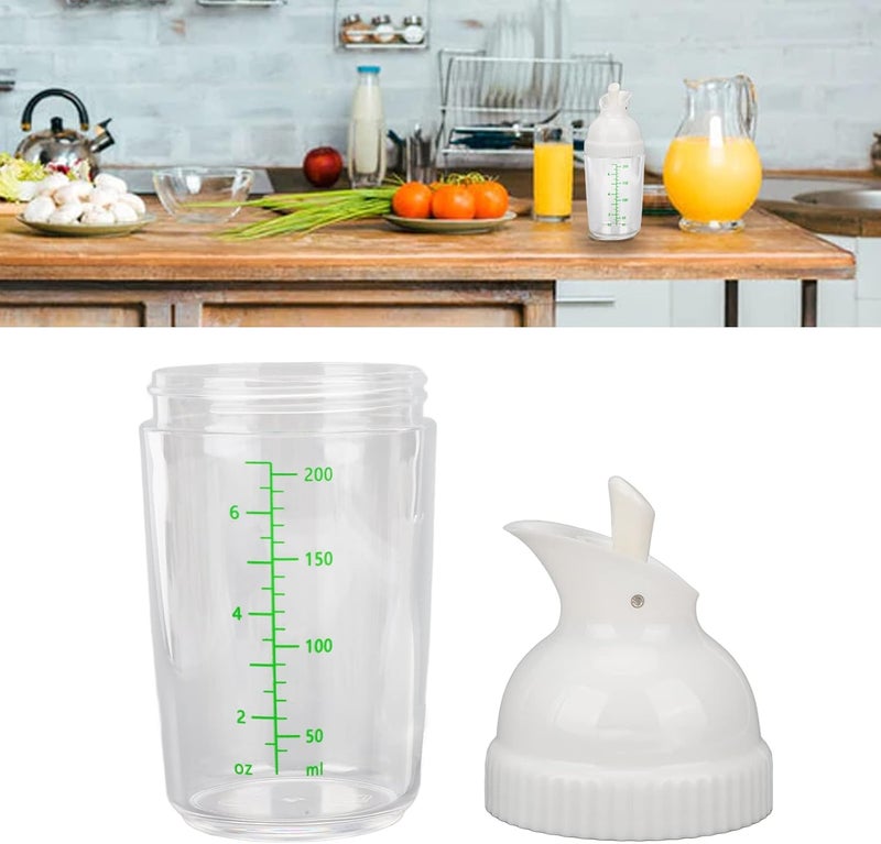 Salad Dressing Shaker, 200ml Leakproof Seal One Hand Operation Dressing Container, Kitchen Bottle with Lid for Kitchen Home (White) - Image 1