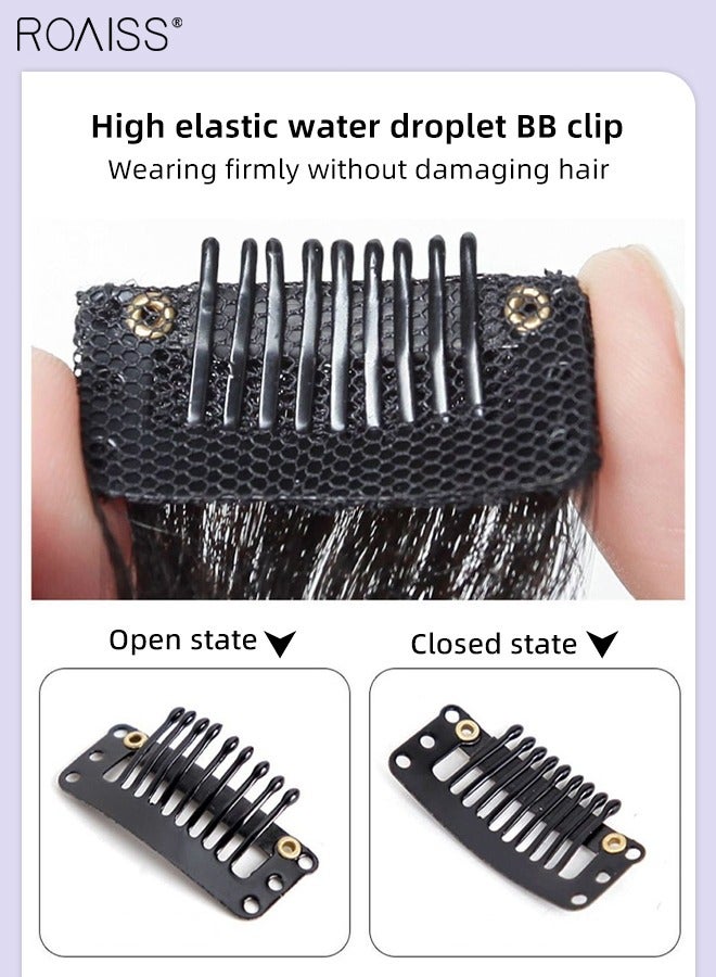 رويس توبرات الشعر ثلاثية الأبعاد للنساء، حواف شعر مع مشابك على الطراز الفرنسي، قطع الشعر للنساء اللواتي يعانين من تساقط الشعر وفقدان الشعر وتغطية الشعر الرمادي، باللون الأسود الطبيعي - Image 5