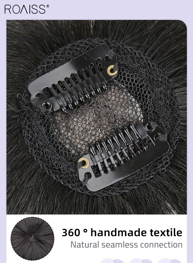 رويس توبرات الشعر ثلاثية الأبعاد للنساء، حواف شعر مع مشابك على الطراز الفرنسي، قطع الشعر للنساء اللواتي يعانين من تساقط الشعر وفقدان الشعر وتغطية الشعر الرمادي، باللون الأسود الطبيعي - Image 4