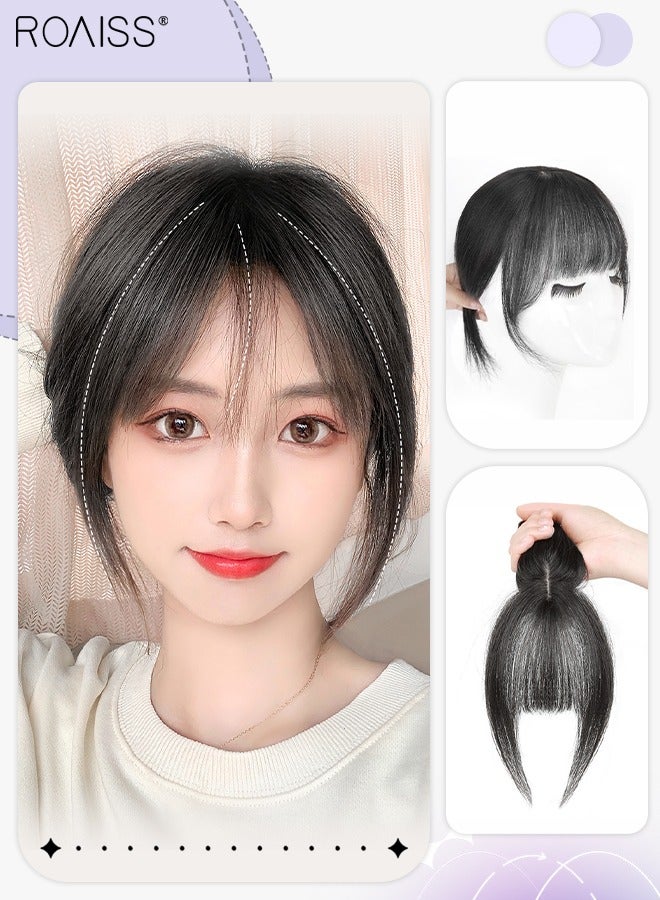 رويس توبرات الشعر ثلاثية الأبعاد للنساء، حواف شعر مع مشابك على الطراز الفرنسي، قطع الشعر للنساء اللواتي يعانين من تساقط الشعر وفقدان الشعر وتغطية الشعر الرمادي، باللون الأسود الطبيعي - Image 1