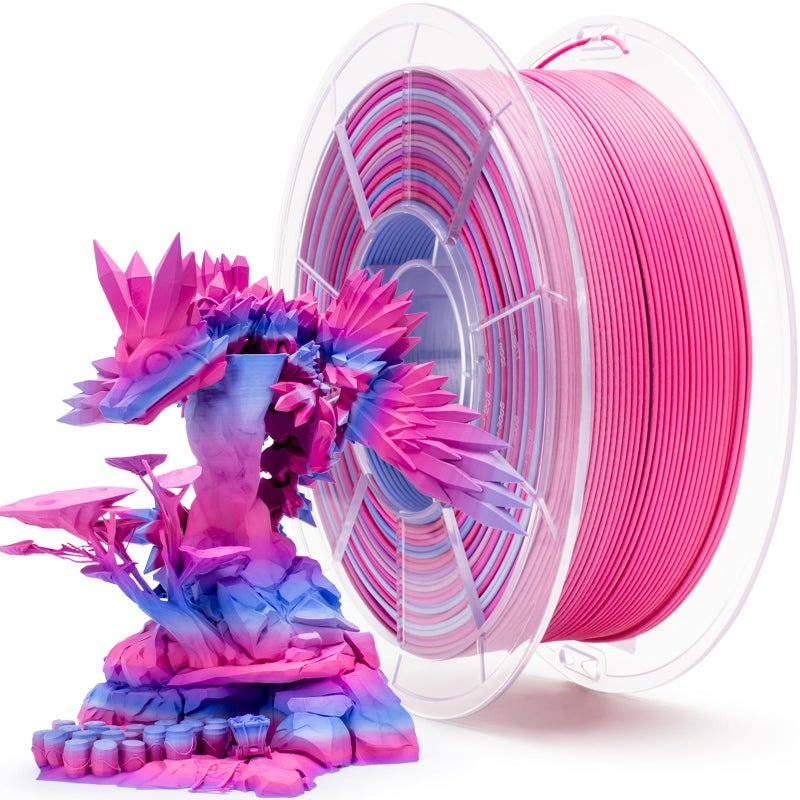 ZIRO Fast Color Changing PLA, Matte Multi Colors Filament 1.75mm, Matte Rainbow 3D Printer Filament, Dimensional Accuracy +/-0.03mm, Fit Most 3D Printers, 1KG/ 2.2lbs Spool, Dreamy Dusk - Image 1