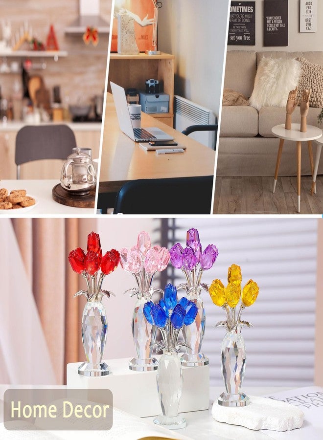 Movdyka Blue Rose Crystal Flower Figurine with Vase Glass Rose Gifts for Women Wife Girlfriend Mom Collectible Home Table Decor for Mother's Day Birthday Wedding Anniversary - Image 5