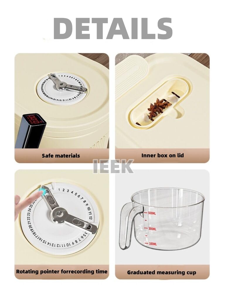 IEEK 25 Lbs Rice Dispenser, Large Cereal Dry Food Storage Containers with Measuring Cup and Lid,Moisture Proof Airtight Food Dispenser Bucket for Rice,Corn,Coffee Bean,Grain,Soybean and Oatmeal,White - Image 3