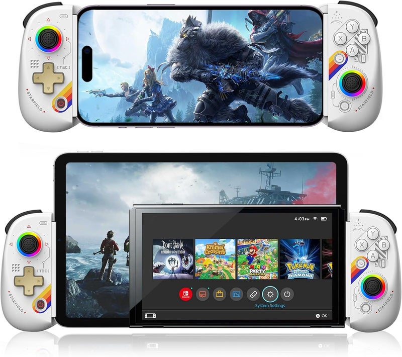 arVin Wireless Gamepad Controller for iPad/Tablet/iPhone/Android/Switch [Within 5-10"]with RGB Hall Effect Joystick/Hall Trigger/Turbo/Support Streaming on Xbox/PS4/PC Console/Cloud Gaming/CODM Mobile - Image 1