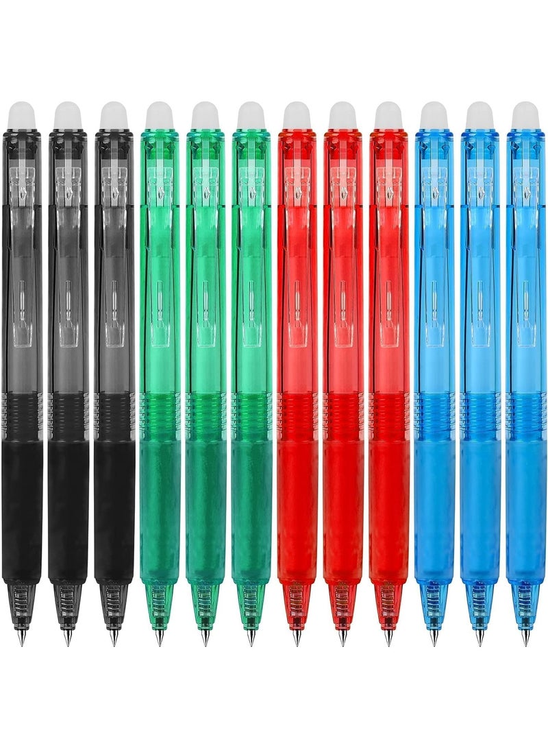 12 قلم جل قابل للمسح وقابل للسحب، يجعل الأخطاء تختفي، مقبض مريح، للرسم والكتابة والتخطيط واللوازم المدرسية والمكتبية، رأس دقيق 0.7 مم - Image 1