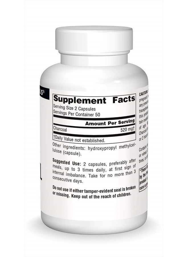Source Naturals فحم - 100% نشط نقي، مساعد هضمي - 100 كبسولة - Image 3