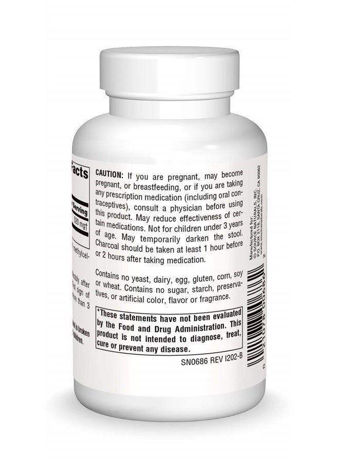 Source Naturals فحم - 100% نشط نقي، مساعد هضمي - 100 كبسولة - Image 2
