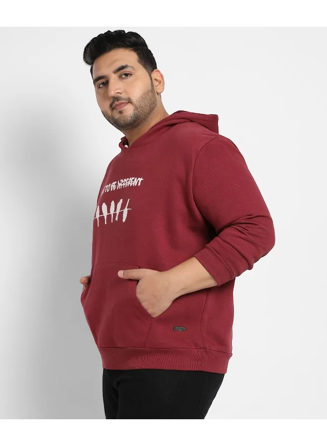 Instafab Plus Instafab Plus Men's Maroon Red Dare To Be Different Hoodie With Kangaroo Pocket