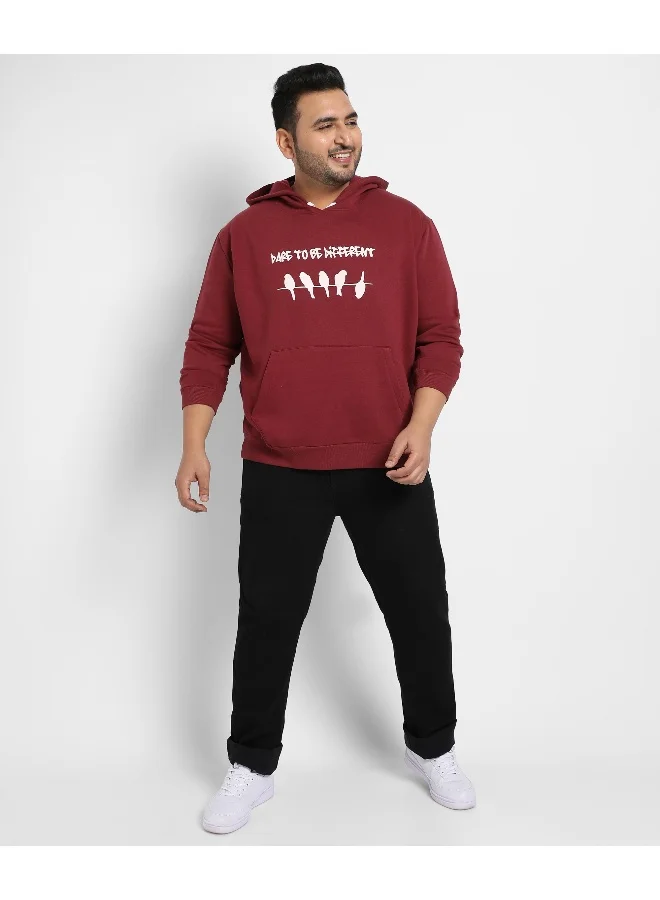 Instafab Plus Instafab Plus Men's Maroon Red Dare To Be Different Hoodie With Kangaroo Pocket