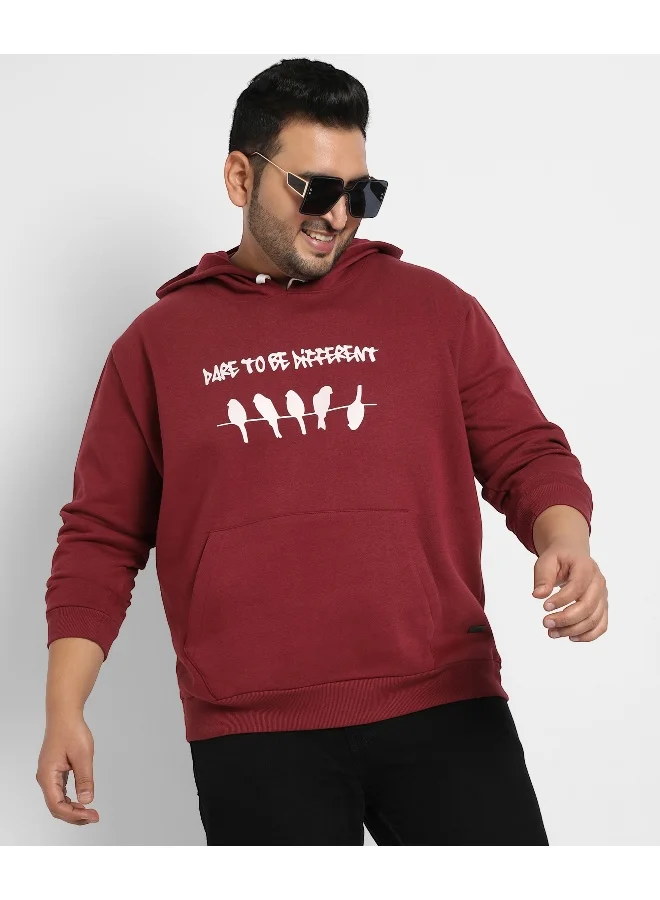 Instafab Plus Instafab Plus Men's Maroon Red Dare To Be Different Hoodie With Kangaroo Pocket