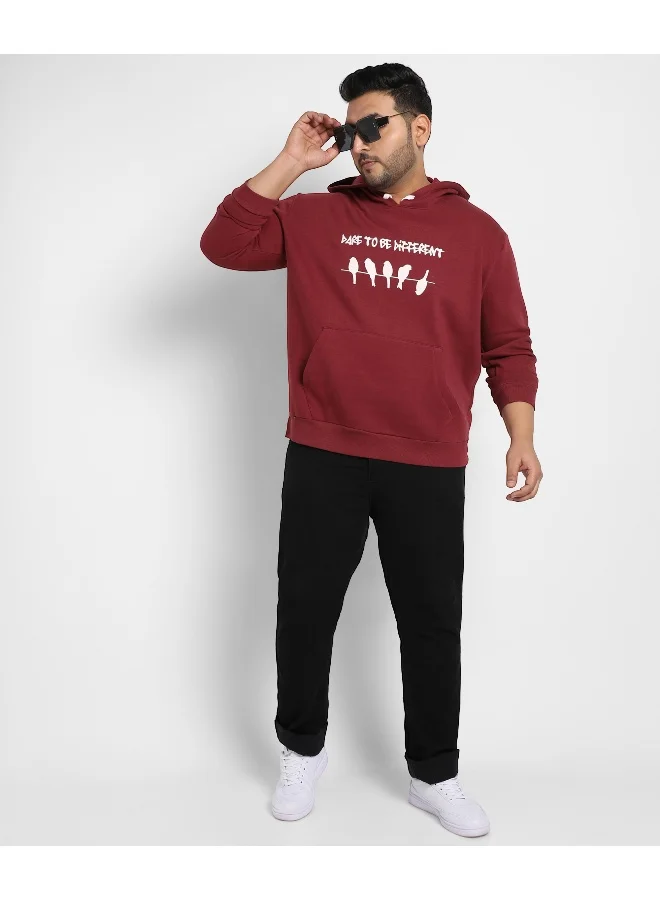 Instafab Plus Instafab Plus Men's Maroon Red Dare To Be Different Hoodie With Kangaroo Pocket