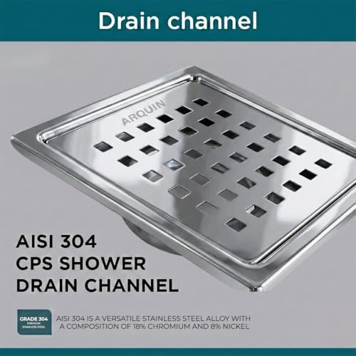Arquin Bathroom Floor Drainer 5x5 Inch | Square Shower Floor Drain Channel | 304 Stainless Steel | Square Cut Drain Jali with Cockroach Trap Matt Finish | Kitchen Waste Water Drain Jali 1MM - Image 3