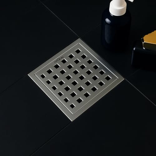 Arquin Bathroom Floor Drainer 5x5 Inch | Square Shower Floor Drain Channel | 304 Stainless Steel | Square Cut Drain Jali with Cockroach Trap Matt Finish | Kitchen Waste Water Drain Jali 1MM - Image 1