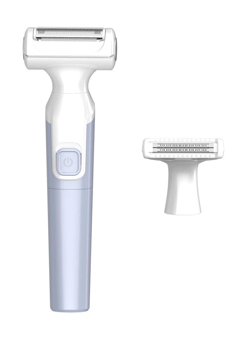 NIBEMINENT - Electric Razor for Women Womens Shaver Bikini Trimmer Body Hair Removal Legs and Underarms Rechargeable Wet Dry Painless Cordless with LED Light Blue - Image 1