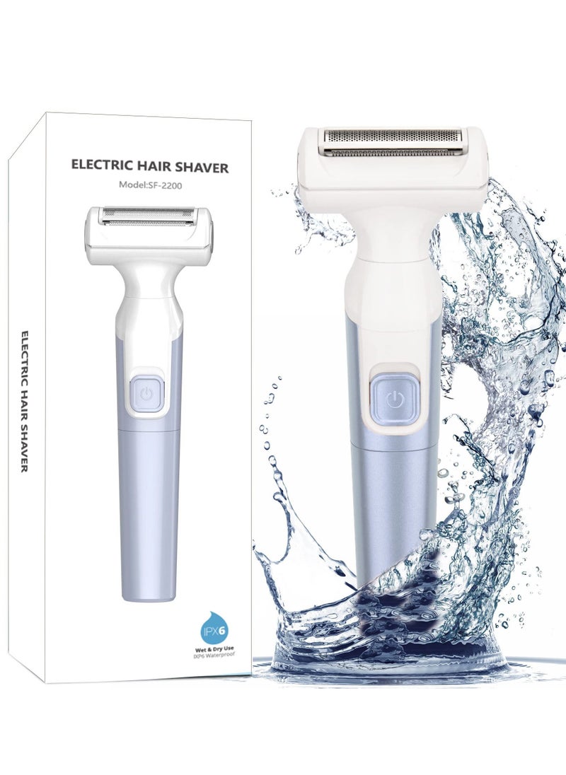 NIBEMINENT - Electric Razor for Women Womens Shaver Bikini Trimmer Body Hair Removal Legs and Underarms Rechargeable Wet Dry Painless Cordless with LED Light Blue - Image 1