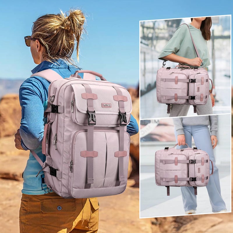 PIJUSHI Carry on Travel Backpack for Women Convertible Duffle Bag Flight Approved Luggage Backpack Fit 16 Inch Laptop(PE053 Ashen Purple) - Image 2