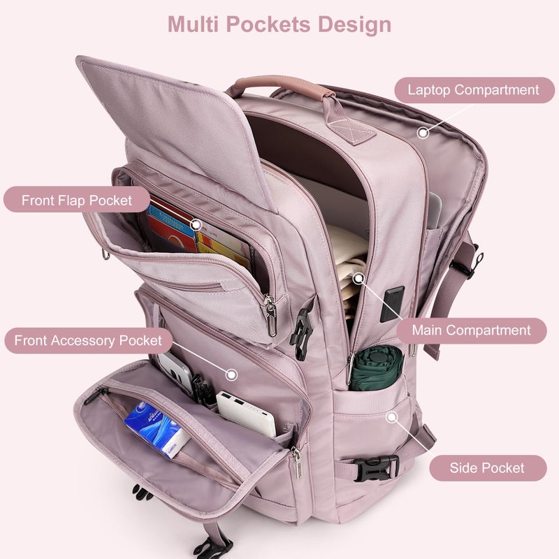 PIJUSHI Carry on Travel Backpack for Women Convertible Duffle Bag Flight Approved Luggage Backpack Fit 16 Inch Laptop(PE053 Ashen Purple) - Image 4