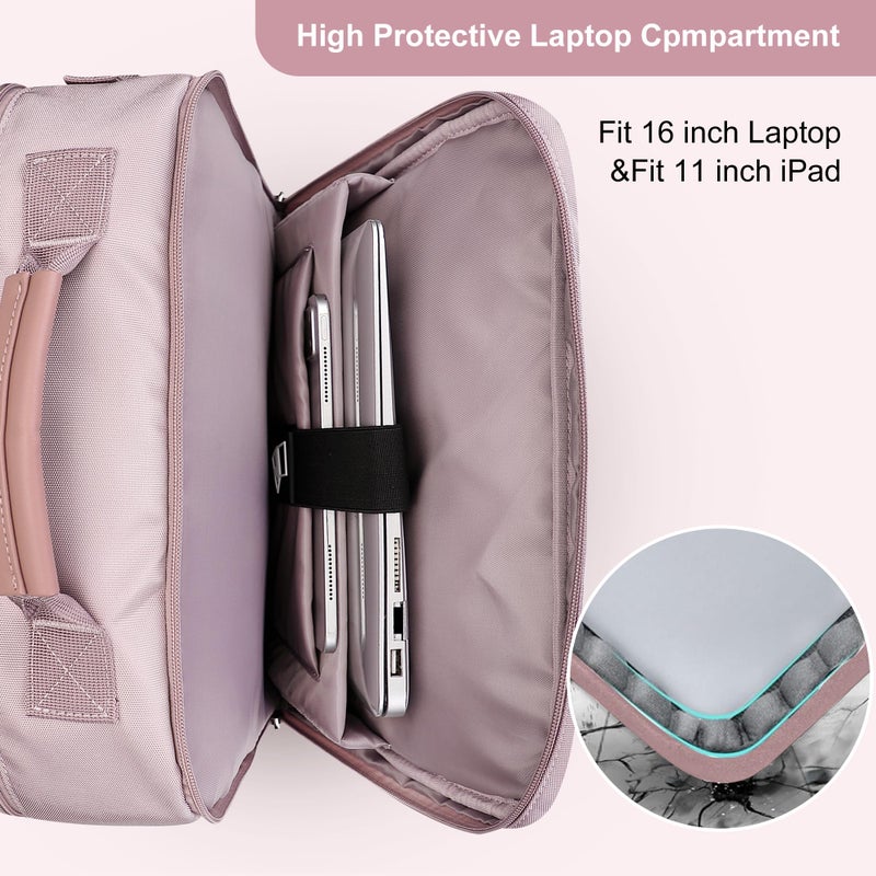 PIJUSHI Carry on Travel Backpack for Women Convertible Duffle Bag Flight Approved Luggage Backpack Fit 16 Inch Laptop(PE053 Ashen Purple) - Image 5