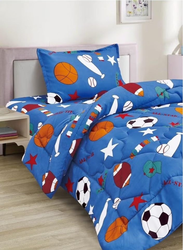 مينج لي لحاف سرير أطفال مقاس مفرد 3 قطع، يتضمن لحاف و ملاءة سرير وغطاء وسادة نوم و غطاء، لحاف خفيف الوزن ويستخدم على الاتجاهين، مناسب لجميع الفصول - Image 2