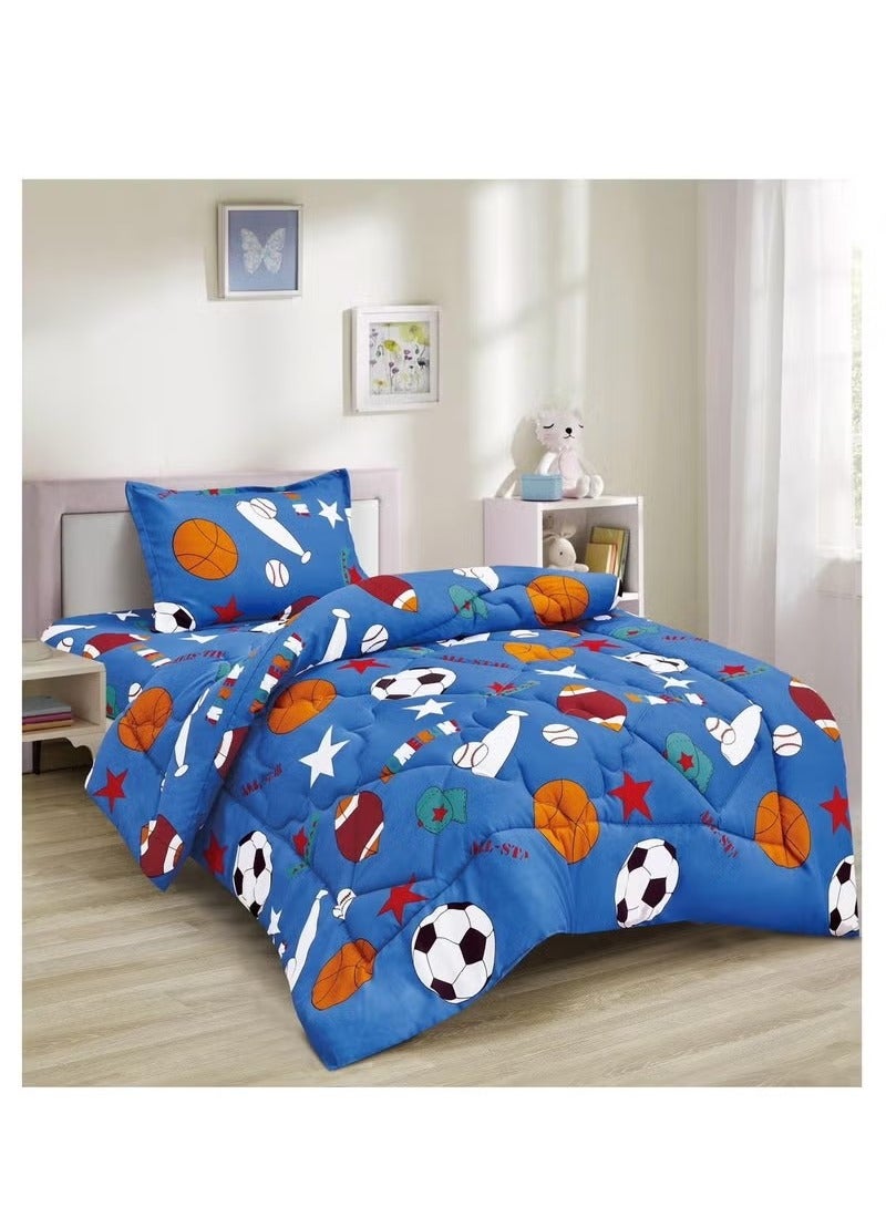 مينج لي لحاف سرير أطفال مقاس مفرد 3 قطع، يتضمن لحاف و ملاءة سرير وغطاء وسادة نوم و غطاء، لحاف خفيف الوزن ويستخدم على الاتجاهين، مناسب لجميع الفصول - Image 1