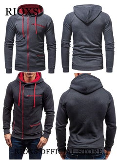 RIOXS Hoodies Sweatshirts For Men,Long Sleeve Hoodie With Zipper Pocket,Men's Drawstring Hooded Top,Pullovers Hooded Sweatshirt,Casual Sportswear Hoodies,Gift For Daddy Boyfirend Husband  - Image 2