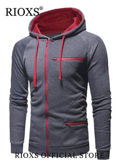 RIOXS Hoodies Sweatshirts For Men,Long Sleeve Hoodie With Zipper Pocket,Men's Drawstring Hooded Top,Pullovers Hooded Sweatshirt,Casual Sportswear Hoodies,Gift For Daddy Boyfirend Husband  - Image 3
