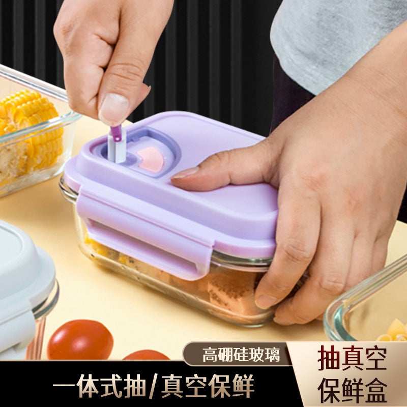 Borosilicate Glass Refrigerator Storage Crisper Heating Lunch Box Integrated Vacuum Glass Crisper - Image 2