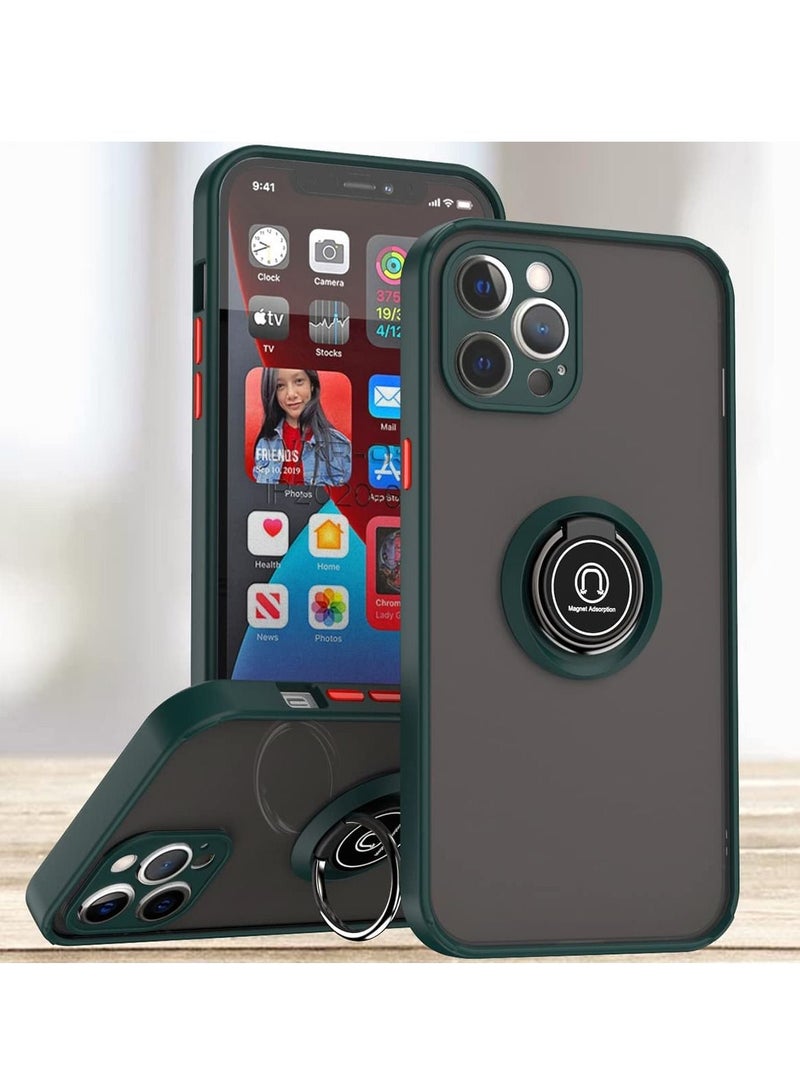 Iphone 12 Pro Max Case, Military Grade Heavy Duty Protection Phone Case Drop Tested Cover with Magnetic Ring Kickstand for Iphone 12 Pro Max Green - Image 1