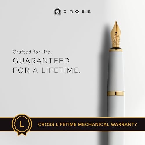 Cross Bailey Light Refillable Fountain Presented in a Everyday Gift Box - Medium Point, Black Ink, Polished White - Image 3